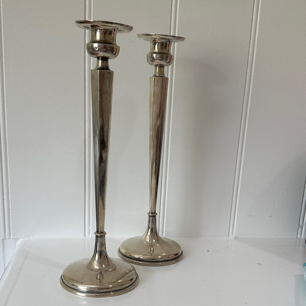 Sophisticated Vintage Sterling Silver Footed Tall Candle Holders